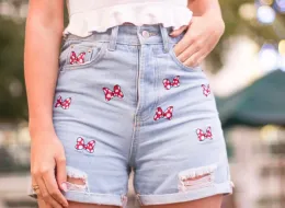 Shorts davedi mamma denim high street vintage hög midja kort feminino båge broderi tvättade mamma korta kvinnor