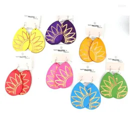 Dangle & Chandelier Dangle Earrings 2023 Flower Engraved Drop Wooden Can Mixed 3 Colors Drop Delivery Jewelry Earrings Dhhd1