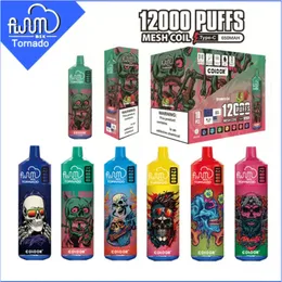 Original Fluum Box 12000 Puffs E Cigarettes Starter Kit 12k Big Vaporizers Disponible Vape Mesh Coil LED-lampor Uppladdningsbart batteri 20 ml Förfyllda skidor