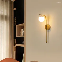 Wall Lamp Modern Nordic Bedroom Indoor Gold Colour Glass Bedside TV Backdrop Lighted Interior Led Lights Decoration