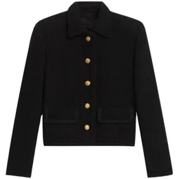 0425 S-XL Cappotto corto da donna a maniche lunghe in lana di pizzo tinta unita primavera e autunno di alta qualità240304