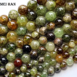 Loose Gemstones Meihan (64beads/strand) Natural 6mm Green Garnet Smooth Round Beads For Jewelry DIY Making Design