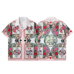 Designer skjorta herrknapp upp skjortor tryck bowling skjorta hawaii blommor casual skjortor män smal passar kort ärm klänning hawaiian t-shirt dds