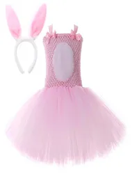 Pink Bunny Girl Costume Toddler Kids Rabbit Tutu Dress Outfits For Baby Girls New Year Födelsedagsklänningar Easter Holiday kläder 2102953783