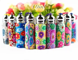 50pcslot Lovely 10ml Glass Roll On Bottles Polymer Clay Roller Essential Oil Bottle Empty Perfume Vials with Glass Ball 2010133649927