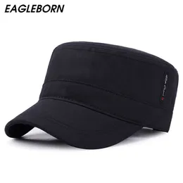 EAGLEBORN 2020 Classic Vintage Flat Top Mens Washed Caps And Hat Adjustable Fitted Thicker Cap Winter Warm Military Hats For Men T255W