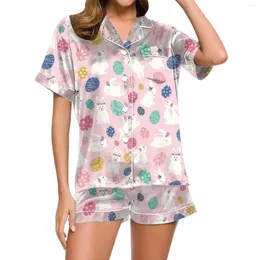 Mulheres sleepwear shorts e top senhoras moda casual páscoa 3d impressão digital pijama curto pijama pantsuit meninas chinelos de chinelo