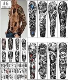 Metershine 46 Sheets Full and Half Arm vattentät tillfällig falska tatueringsklistermärken för män kvinnor tjej uttrycker kropp axel bröst ne8922980