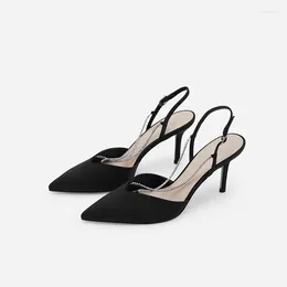 Sandalet meotina kadın 2024 sivri ayak parmağı kristal yüksek topuk çapraz kayış slingback ayakkabılar ince topuklu seksi parti