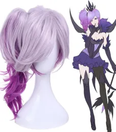 Lol Lux Elementalist Dark Ombre Purple Wavy Clip Ponytail Cosplay Wig for Women9167576