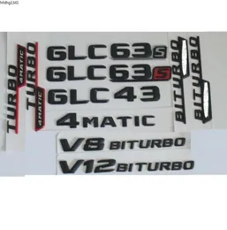 3D Matt Black Trunk Letters Badge Emblem Emblematy odznaki Naklejka do GLC43 GLC63 GLC63S V8 V12 BITURBO AMG 4MATIC6724202