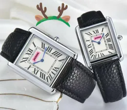 Populära män och kvinnor Tank Roman Dial Watches Square fodral läder rem kvarts rörelse klocka par president alla brottsliga flickor lady kedja armband klocka gåvor