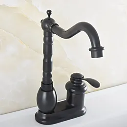 Bathroom Sink Faucets Black Oil Rubbed Brass Single Handle 2 Hole Faucet Kitchen Swivel And Cold Mixer Taps Nsf833