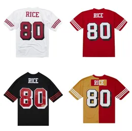 Dikişli Futbol Forması 80 Jerry Rice 1990 Kırmızı Beyaz Retro Rugby Formaları Erkek Kadın Gençlik S-6XL