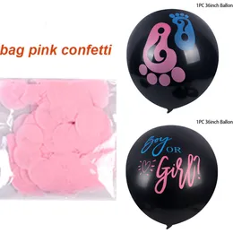 Ny 36 -tums jätte pojke eller tjej svart latex ballong baby shower konfetti ballongs födelsedag kön avslöja festdekoration