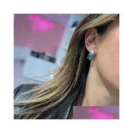 Dangle Chandelier Earrings Double Sided Front Back Geometric Rec White Green Pink Cz Fashion Earring For Girls Drop Delivery Jewelr Dhc4Q