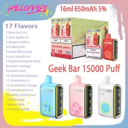 Geek Bar 15000 Puff Do jednorazowy papieros E 16 ml wstępnie wypełnione strąka 650 mAh akumulator 17 Smaki Dostępne 15K Puffs Vape