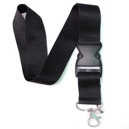 10pcs Popular Solid Black Neck Lanyard Strap Badge ID Detachable Keychain Cell Holder New231G