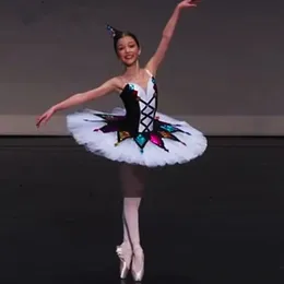 Tutu di balletto professionale Bambino Bambini Ragazze Adulto Harlequinade Pancake Tutu Costumi di balletto classico multicolore Vestito da ballerina 240304