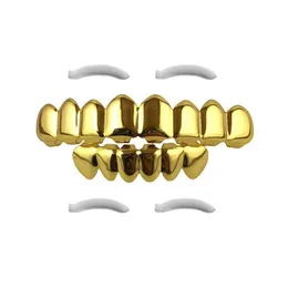 Хэллоуин Черный серебряный золото заморозил ртовые зубы Grillz Caps Top Bottom Grill Set Мужчины Женские грили для вампиров Рок панк аксессуары для мужчин хип -хоп ювелирные изделия