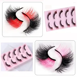 False Eyelashes 5 Pairs Colored Cat Eye DD Natural Long Fake Lashes Party For Cosplay Halloween Volume Extension
