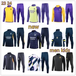 2023 2024 Nya Real Madrids Långa ärmar Half Pull -spårningsdräkter Broderi Tracksuit Soccer Training Suit 23 24 Men Kids Kit Clothing Outdoor Jogging Shirt Shirt