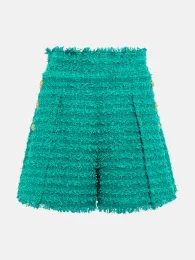 Shorts high street mais novo 2024 fw designer moda feminina borla franjas tweed shorts