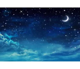 Dark Blue Night Sky Glitter Stars Pography Backdrops Vinyl Crescent Moon Children Kids Studio Portrait Po Shoot Backgrounds3718585