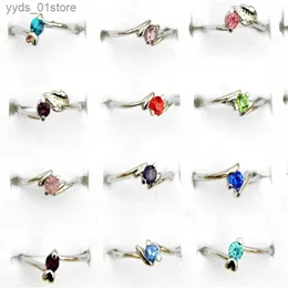 Band Rings Wholesale Women Jewelry30pcs Bulk Silver Silver Color Party Shining Crystal Rings L240305