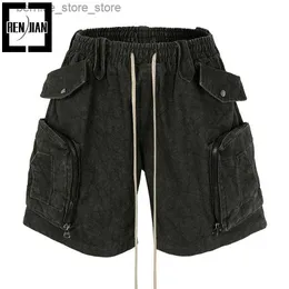 Men's Shorts Fashion designer Techwear hip-hop harem shorts with large pockets high street crotch shorts loose fit for joggers Y2k bottom Q240305