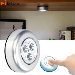벽 램프 1pc 스틱 벽 라이트 푸시 스틱 램프 터치 제어 홈 부엌 침실 박수 조명을위한 눈 보호 라운드 램프 작은