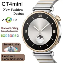 New GT4 Mini Smart Watch Women 1.3 "Amoled Lady Fashion Watches NFC Compass Clock BT Call IP68 مقاومة للماء لـ Huawei 2024