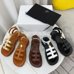 Mulheres homem sandália CLEA TRIOMPHES gladiador plataforma slide preto marrom moda férias viagem sandale designer chinelo de couro sliders de luxo escritório ao ar livre sapato