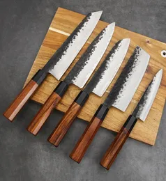 Coltelli da cucina giapponesi professionali in acciaio rivestito fatto a mano Coltello da chef Coltello Nakiri Mannaia da carne Coltelli da sushi Taglierina multiuso8378617