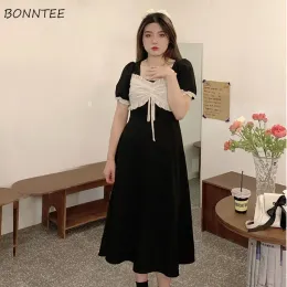 Kleid Kleider Frauen Bogen Süße Allmatch Schulmädchen Frühling Ins Kreativität Vintage Koreanischen Stil Mädchenhaft Beliebte Casual Komfort Zart