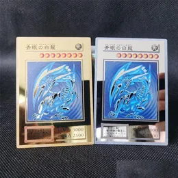 Yuh Golden Metal Cards Alloy Collection Card Blue Eyes Dark Magicial Obelisk Slifer RA Kids Christmas Födelsedagspresent 220808 Drop Deli DHQGX