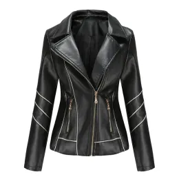 Jackor Swallow Tail Jacket Kvinnor Slim Leather Standup Collar Zipper Stitching Solid Color Smart Jackor för kvinnor