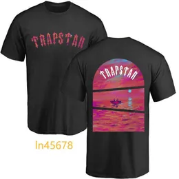 디자이너 패션 의류 티 TSHIRT TRAPSTAR TRACT Star Street 브랜드 남성 Sunset Beach Art Print 티셔츠 O-Neck Cotton 캐주얼 스트리트웨어 느슨한 스포츠웨어 탑 2024