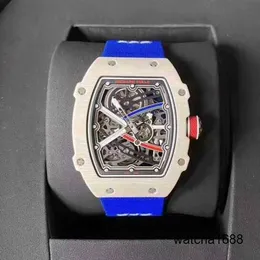 Zegarek marki Grest na nadgarstek zegarki RM na rękę RM67-02 Biały niebieski TPT Fibre Fibre Case RM6702