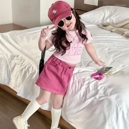 Clothing Sets Summer Baby Girls Fashion Korean Style Letter Top Skirt 2-Pieces Suits For Kids Cute Clothes 2 3 4 5 6 7 Years