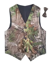 2019 Modest Camo Wedding Vests Groom Vest Tree Trunk Leaves Spring Camouflage Slim Fit Men039s Vests 2 Piece Set Vestbow CUS7477277