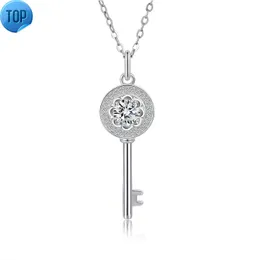 YBO OEM Custom Flower Key Pendants 925 Sterling Silver D Color Moissanite Zircon Hip Hop Necklaces Women