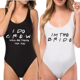 Costumi da bagno "I'm The Bride""I DO Crew" Costumi da bagno Donna Costume intero Maillots De bain Femmes Body Fodera Bikini