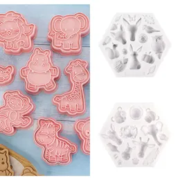 Ny tårta Mold Jungle Animal Cupcake Decoration Cookie Futters för Safari Födelsedagsfest baby shower