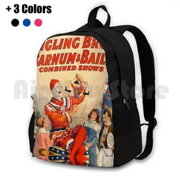 Backpack Vintage Circus Poster Outdoor Hiking Waterproof Camping Travel Fashion Trendy Floral Men Womens Summer