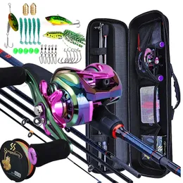 Set canna da pesca e mulinello Sougayilang 5 sezioni Baitcasting in carbonio da viaggio con borsa Kit completo 240223