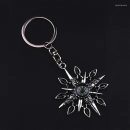 Nyckelringar Ankomst Zinklegering Material Bil Tillbehör Nyckelkedja Snöflinga Keychain Compass Keyring Ryggsäck Pack Pendant Exploration Tool