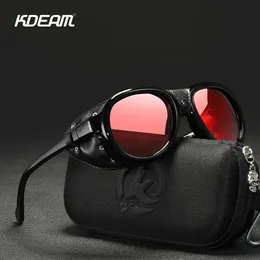 Kdeam Pilot Sunglasses Steampunk Mirror UV400 Glasses Men Lemods Outdoor Driving Shades with Free Case 240220