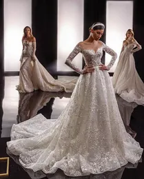 Neueste Brautkleider für Braut A-Line Schatz Ausschnitt Vollmenschen mit Perlenpailletten maßgeschneiderter Vestidos de Novias