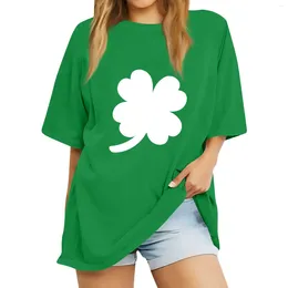 Women's T Shirts Fashion Casual T. Patrick's Four Leaf Printed Short Sleeve Round Neck Pullover Topps Officiell butik Ropa de Mujer